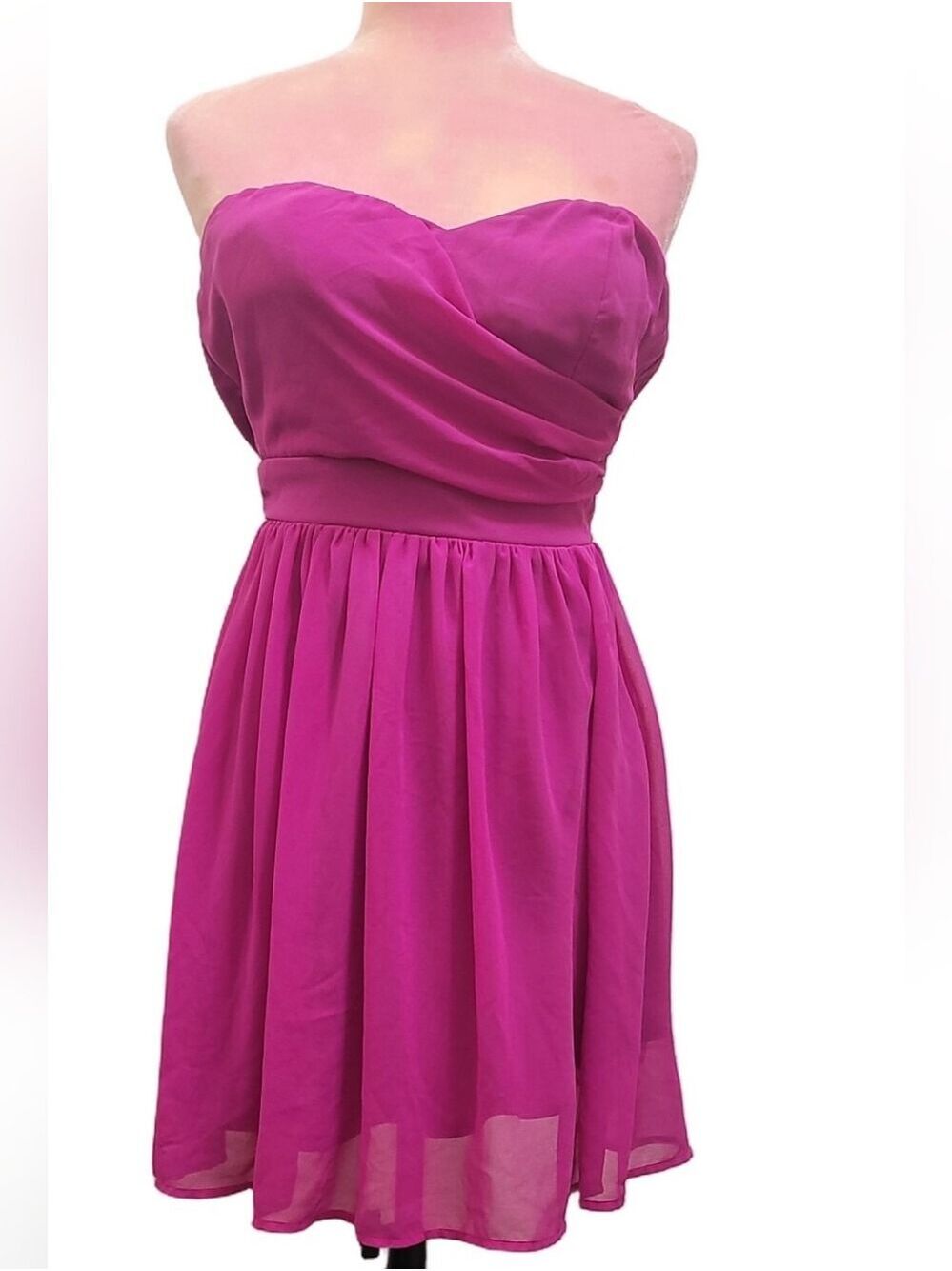 Mystic Fuchsia Strapless Chiffon Party Dress Sz Small
